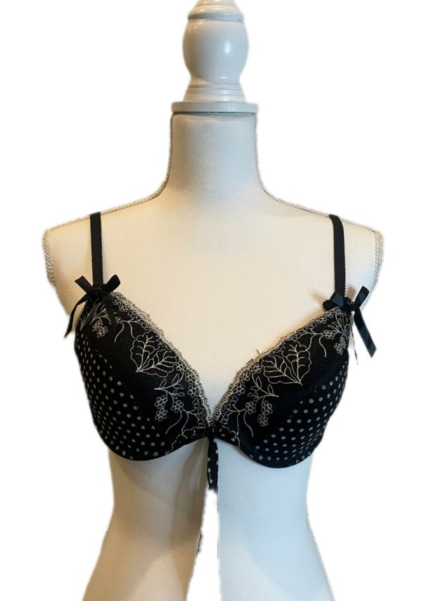 BLACK POLKA DOT AND FLORAL BRA