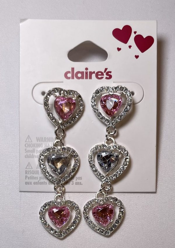 HEART DANGLE / DROP PINK FASHION EARRINGS