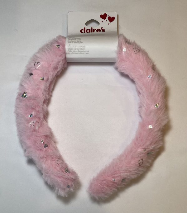 PINK FURRY SILVER SEQUIN HEADBAND