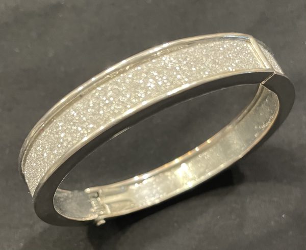 SILVER GLITTER BANGLE BRACELET