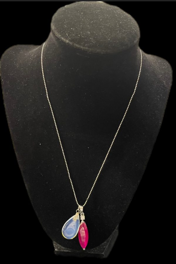 STERLING SILVER TEAR DROP NECKLACE WITH STONE