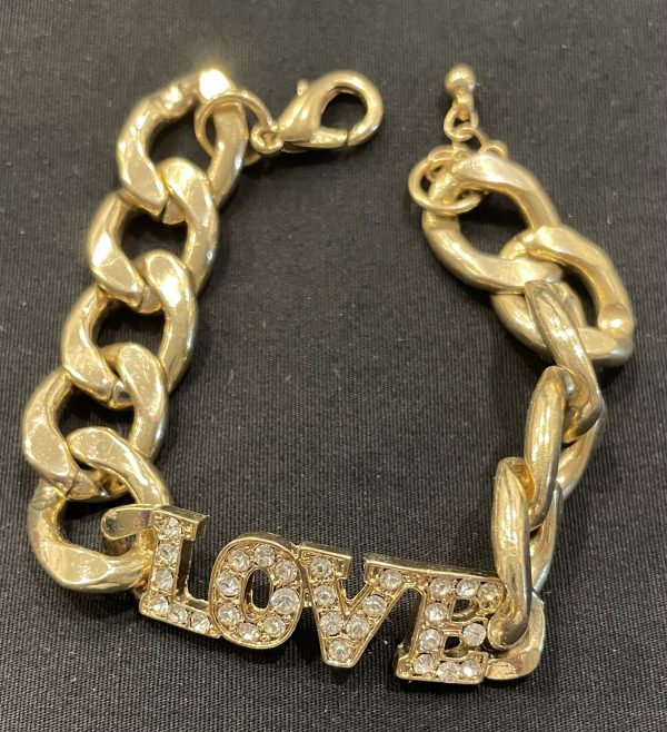 GOLD CUBAN LINK LOVE BRACELET