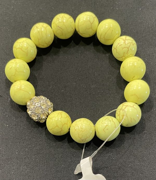 RHINESTONE FAUX YELLOW BUBBLE BEADED STRETCH BRACELET