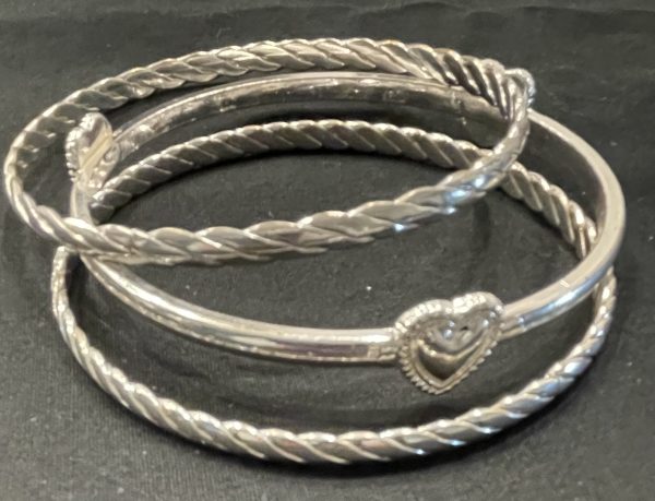 3 PIECE SILVER BANGLE BRACELET SET