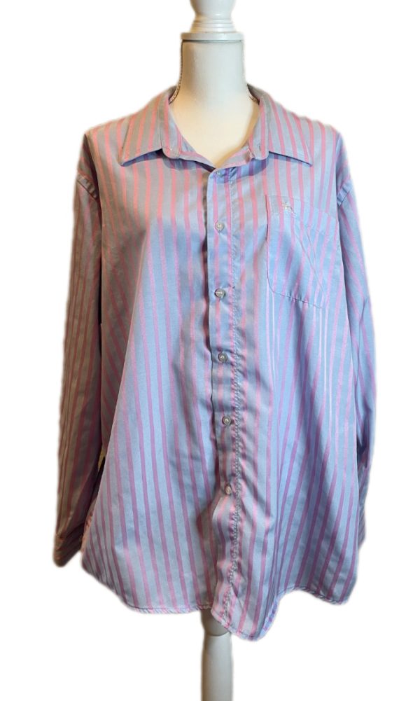 COTTON CANDY PINSTRIPED LONG SLEEVE BUTTON DOWN