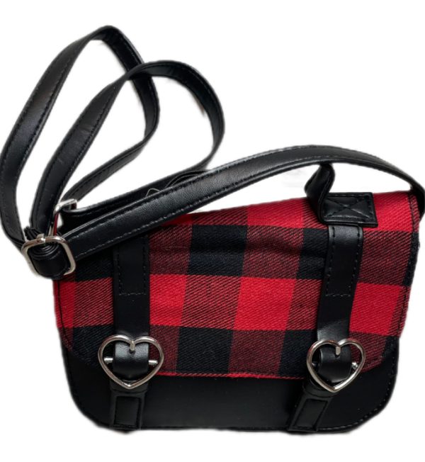 BUFFALO CHECKERED HEART BUCKLE CROSSBODY BAG