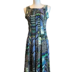 BLUE/GREEM MESH FLORAL KNEE LENGTH DRESS